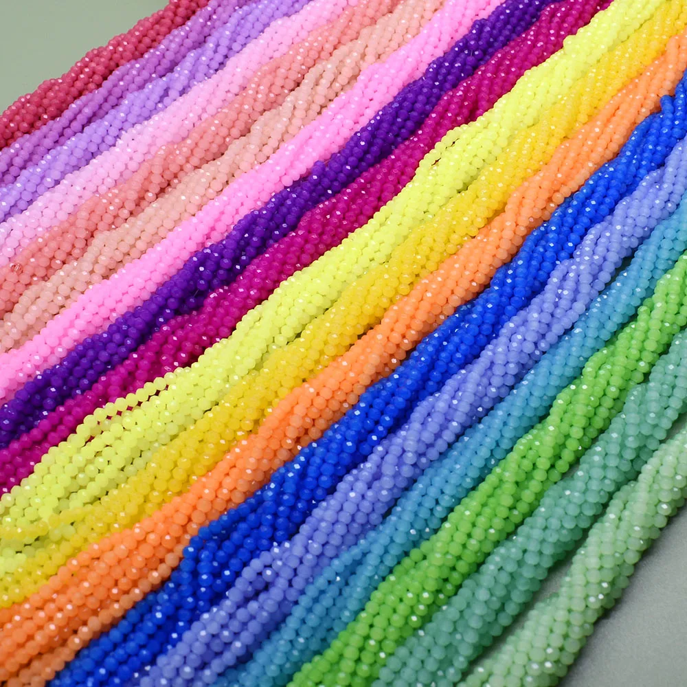 염색 론델 크리스탈 유리 구슬, 여름 색상 면 느슨한 스페이서 유리 구슬, 주얼리 제작 DIY 목걸이, 2mm, 3mm, 4mm, 신제품