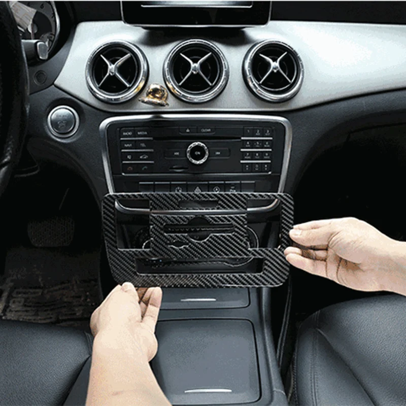 자동차 CD 에어컨 제어판 커버 트림, 탄소 섬유 스티커, 메르세데스 벤츠 A 클래스 GLA CLA 2016 2017 2018 2019