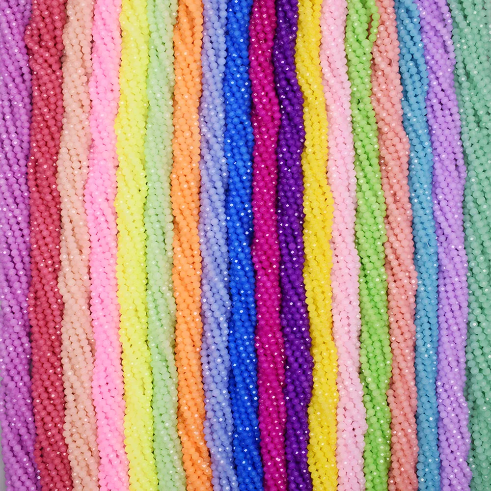 염색 론델 크리스탈 유리 구슬, 여름 색상 면 느슨한 스페이서 유리 구슬, 주얼리 제작 DIY 목걸이, 2mm, 3mm, 4mm, 신제품