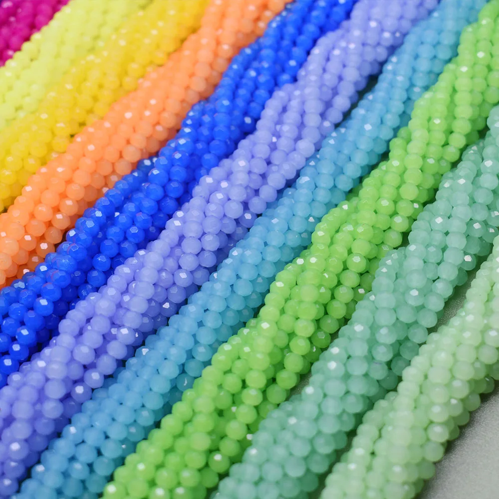 염색 론델 크리스탈 유리 구슬, 여름 색상 면 느슨한 스페이서 유리 구슬, 주얼리 제작 DIY 목걸이, 2mm, 3mm, 4mm, 신제품