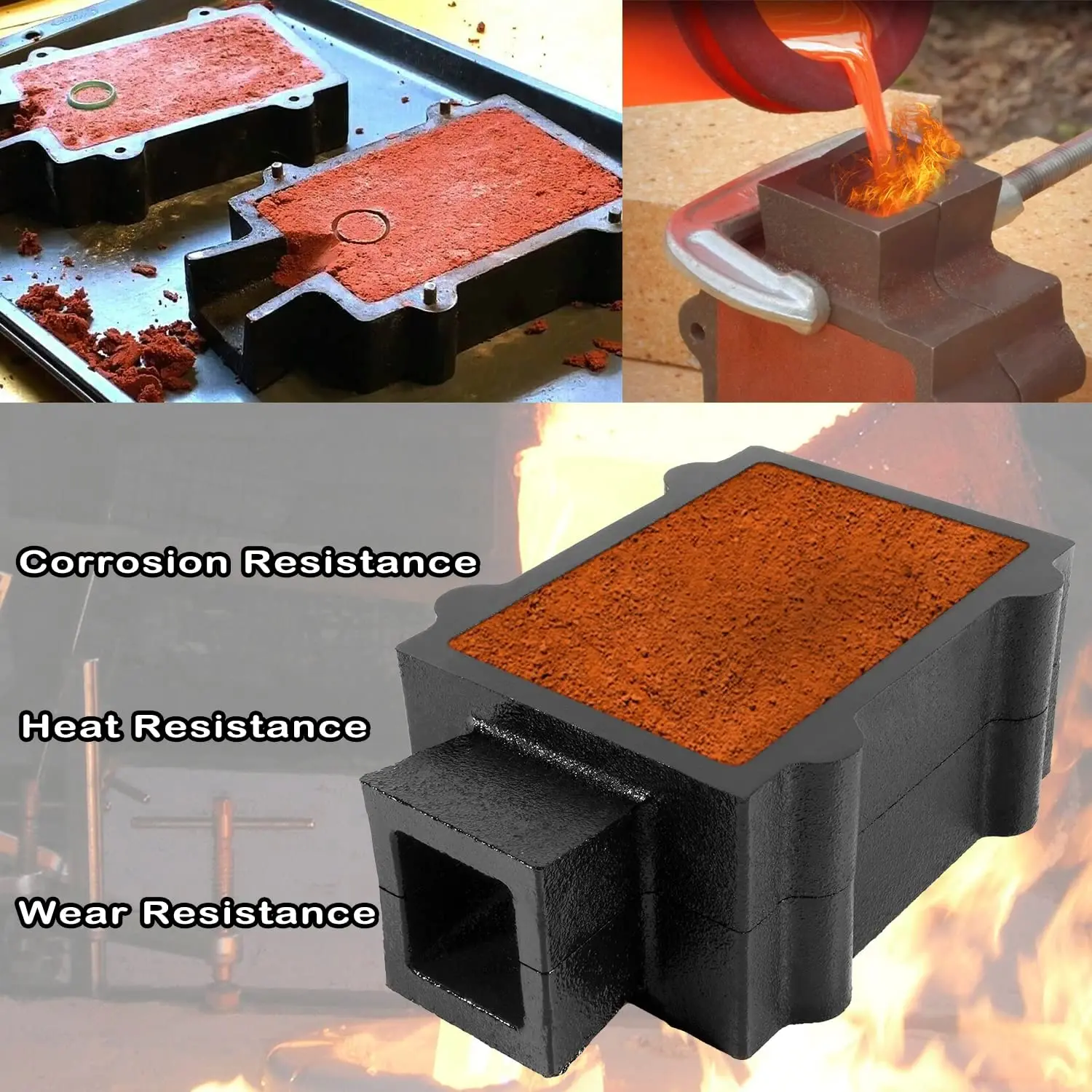 TM Blacksmith 주철 플라스크 몰드 프레임, 모래 주조 주얼리 금속 주조 제작 도구, 2 부분