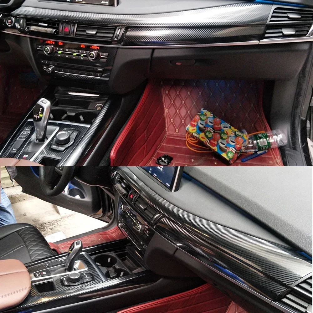 BMW X5 F15 X6 F16 2014-18 용 인테리어 중앙 컨트롤패널 문짝 핸들 5D 탄소 섬유 스티커 데칼, 자동차 스타일링 액세서리