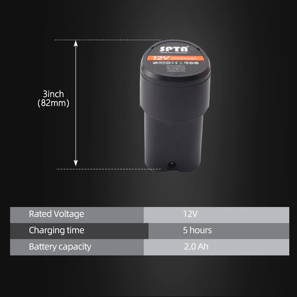SPTA 무선 미니 광택기 왁싱 연마기용 배터리, LD104, LD601, 12V, 2000 mAh