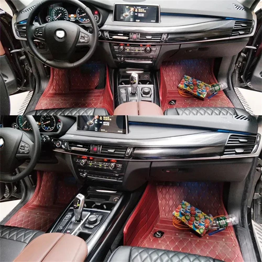 BMW X5 F15 X6 F16 2014-18 용 인테리어 중앙 컨트롤패널 문짝 핸들 5D 탄소 섬유 스티커 데칼, 자동차 스타일링 액세서리