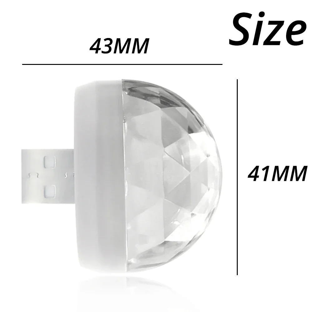 자동차 자동 USB DJ RGB 미니 다채로운 음악 사운드 LED USB-C, IOS 홀리데이 파티 가라오케 분위기 램프, 5V 볼 레이저 라이트, 1X