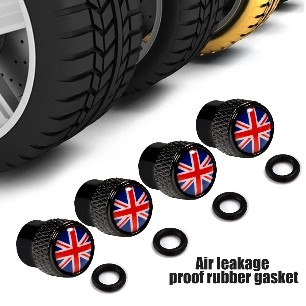 범용 UK 타이어 밸브 캡, 알루미늄 합금 타이어 밸브 먼지 커버, 모든 자동차 트럭 SUV 자전거 오토바이 자동차에 적합, 세트당 4 개