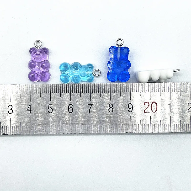 사탕 곰 펜던트 매력 목걸이 팔찌 귀걸이 보석 만들기 Diy 결과 수지 곰 크리스마스 만들기, 10 개
