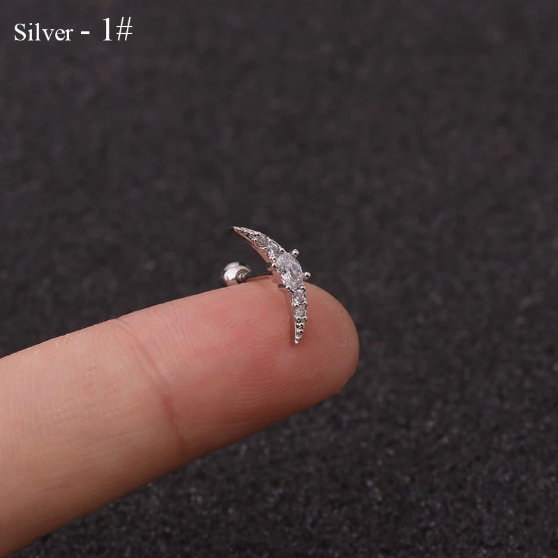 로즈 곡선 Cz 연골 스터드, 나선형 룩 소라 나사 백 귀걸이, 스테인리스 스틸 이어 피어싱 쥬얼리, 10g
