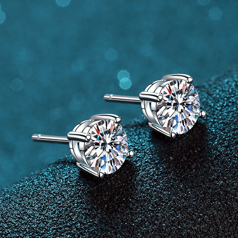 여성용 KNOBSPIN 2.0ct 모이 사나이트 귀걸이 랩 그로운 다이아몬드 이어 스터드 925 스털링 실버 파인 주얼리 선물