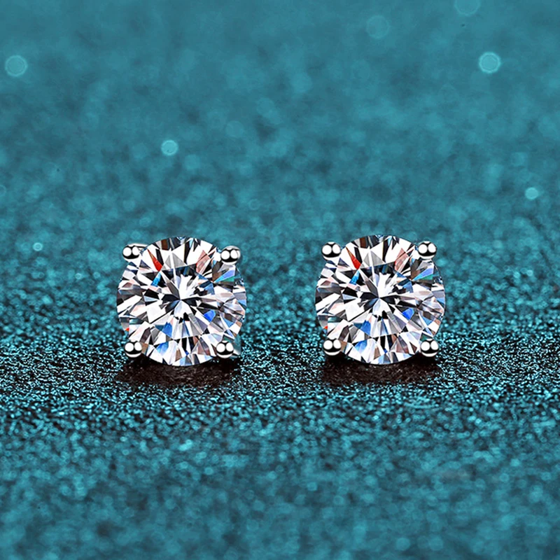 여성용 KNOBSPIN 2.0ct 모이 사나이트 귀걸이 랩 그로운 다이아몬드 이어 스터드 925 스털링 실버 파인 주얼리 선물