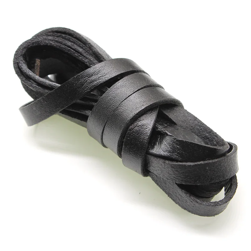 2m 블랙 컬러 진짜 정품 가죽 코드 2 3 4 5 6 8 mm 라운드 플랫 가죽 로프 문자열 맞춤 목걸이 팔찌 DIY 쥬얼리 만들기