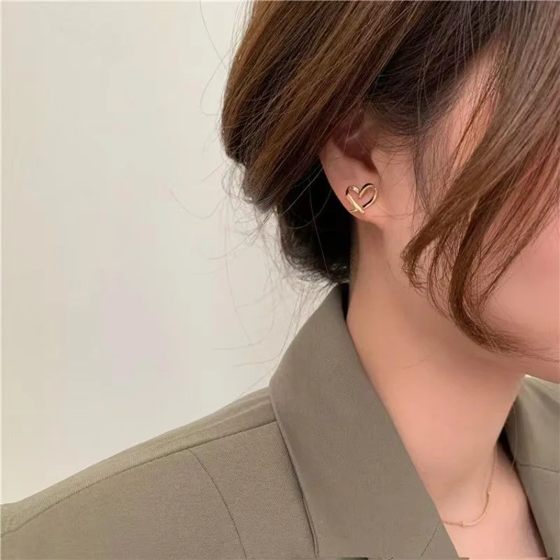 여성용 귀여운 하트 귀걸이, 여성용 쥬얼리 스터드 귀걸이, 여성 파티 액세서리, 매력적인 공주 2022