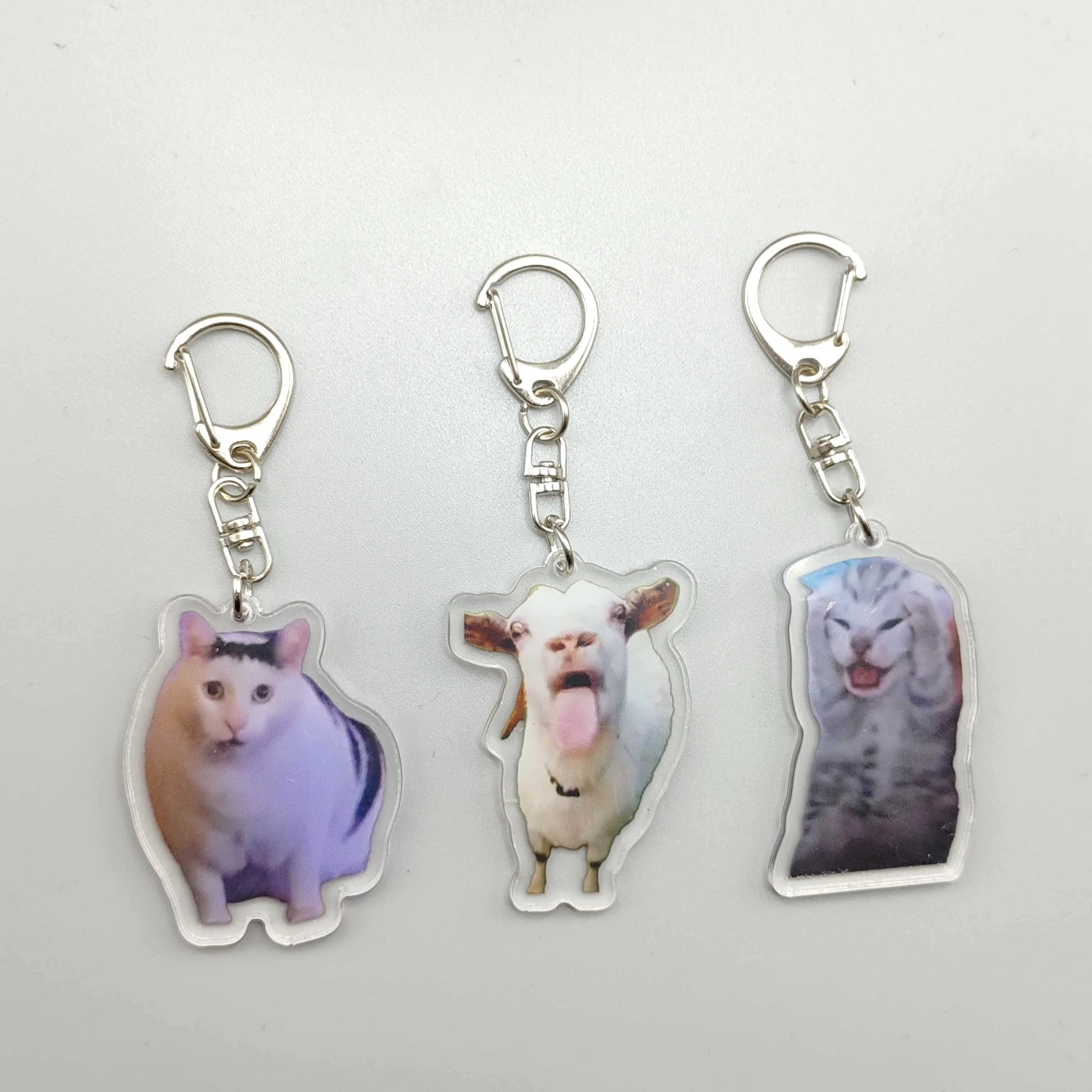램블링 염소 Huh 고양이 밈 키 체인, 혼란스러운 고양이 밈, 고양이 비명, 머리에 발 달린 귀여운 선물, 친구 여자 키체인