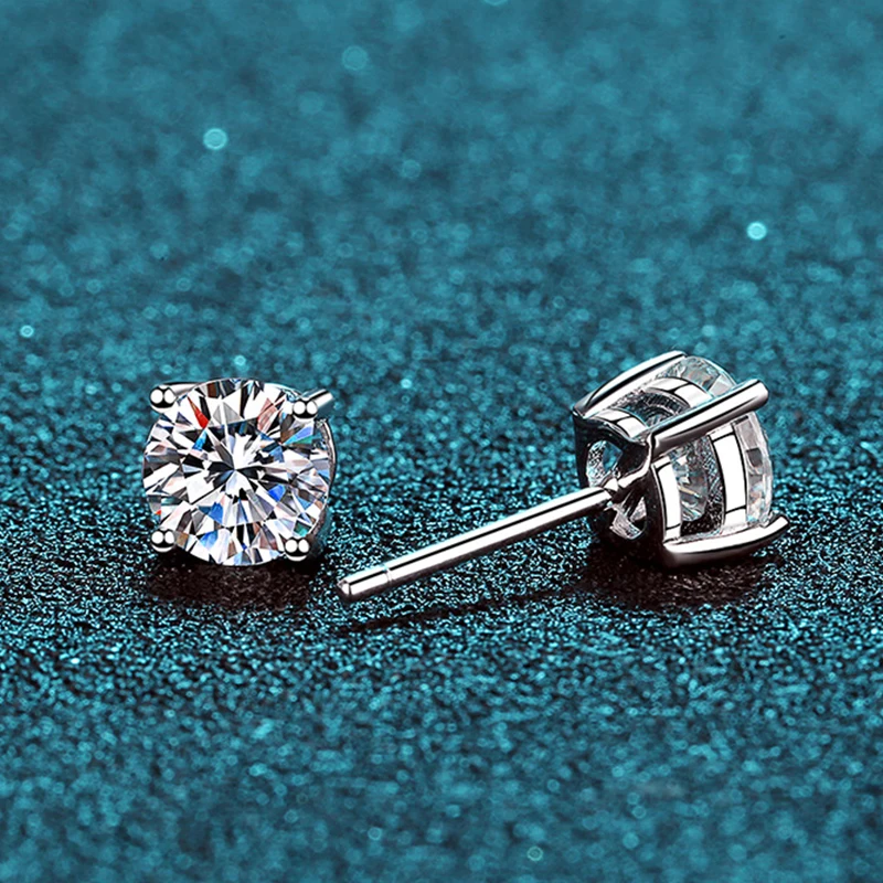 여성용 KNOBSPIN 2.0ct 모이 사나이트 귀걸이 랩 그로운 다이아몬드 이어 스터드 925 스털링 실버 파인 주얼리 선물