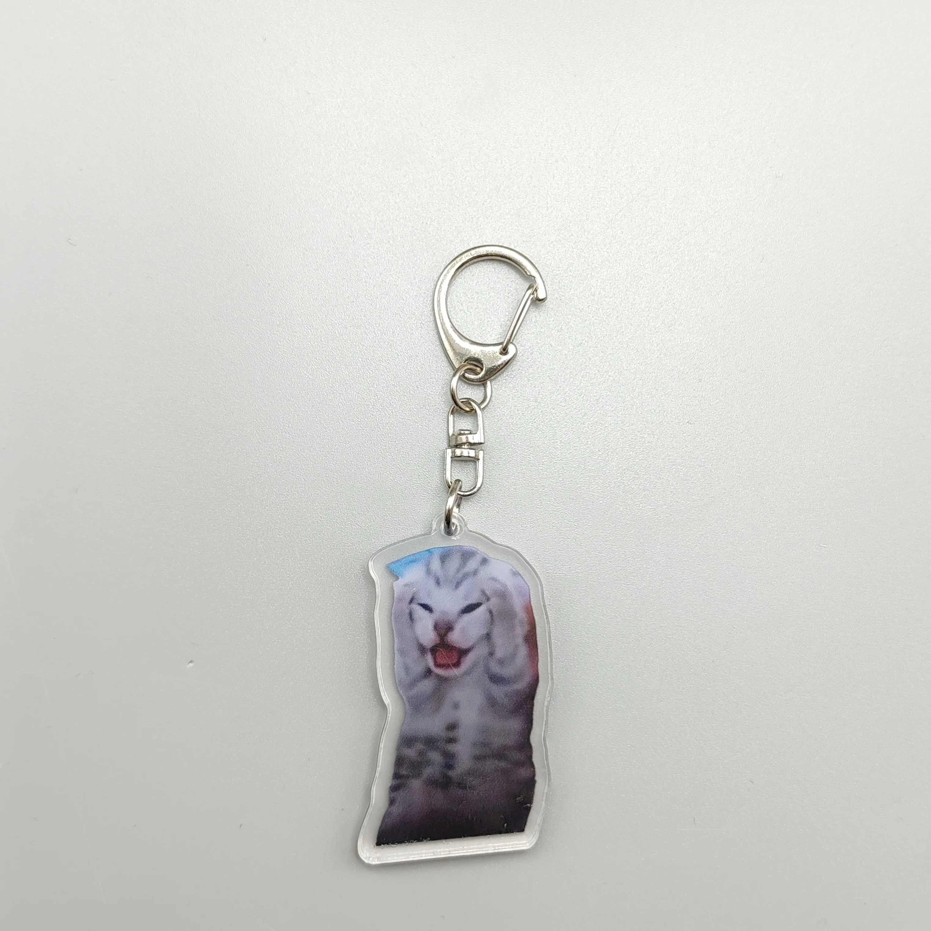 램블링 염소 Huh 고양이 밈 키 체인, 혼란스러운 고양이 밈, 고양이 비명, 머리에 발 달린 귀여운 선물, 친구 여자 키체인