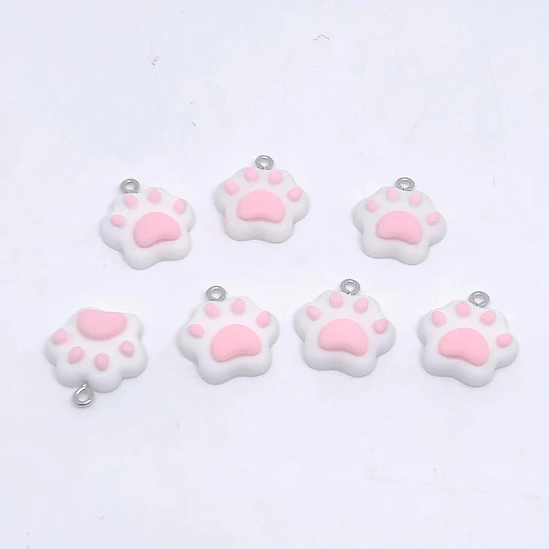 귀여운 핑크 고양이 발톱 수지 참, DIY 만화 동물 귀걸이, 애완 동물 초커 펜던트, 쥬얼리 액세서리, D65 만들기, 10 개