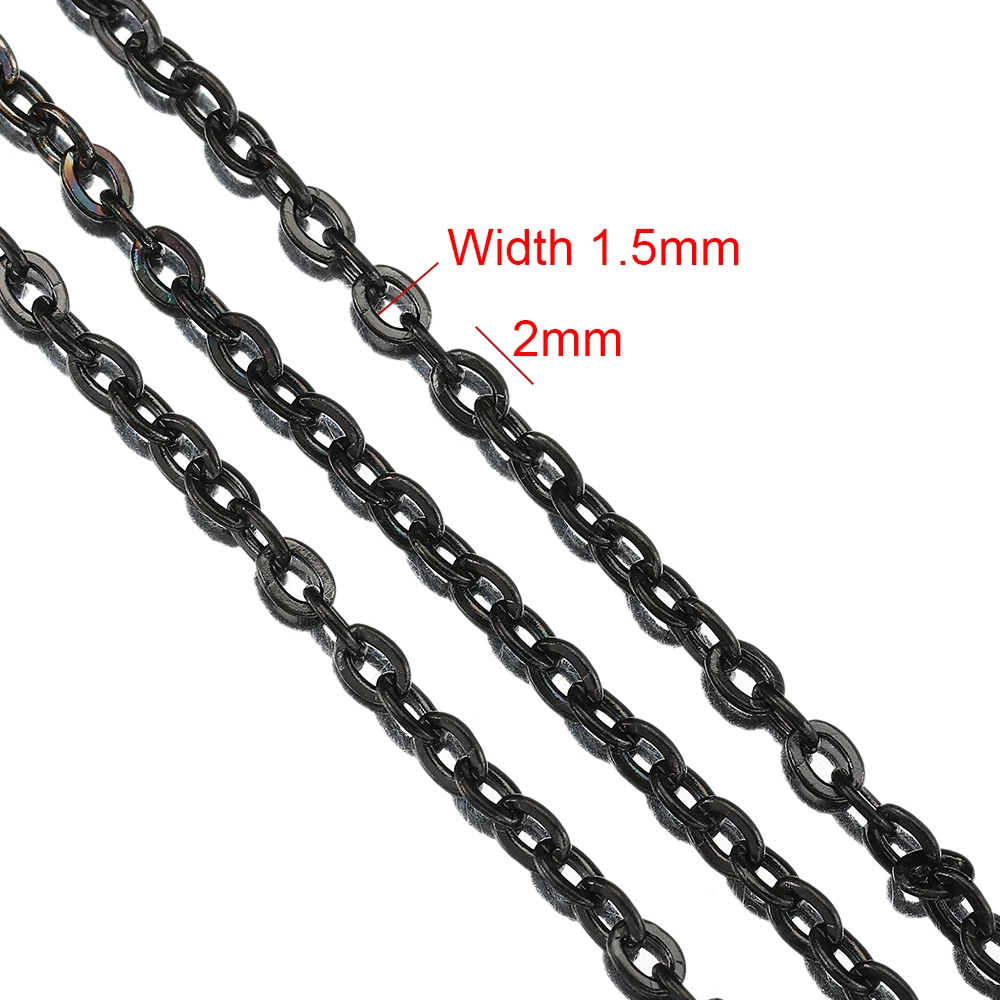 쥬얼리 제작용 체인 링크 체인, DIY 목걸이 팔찌, 수제 체인, 블랙 스테인레스 스틸, 1.5mm, 2 미터
