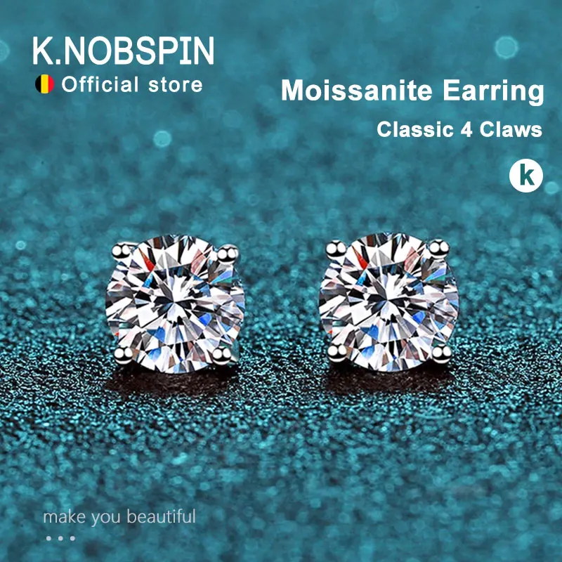 여성용 KNOBSPIN 2.0ct 모이 사나이트 귀걸이 랩 그로운 다이아몬드 이어 스터드 925 스털링 실버 파인 주얼리 선물 title=여성용 KNOBSPIN 2.0ct 모이 사나이트 귀걸이 랩 그로운 다이아몬드 이어 스터드 925 스털링 실버 파인 주얼리 선물 