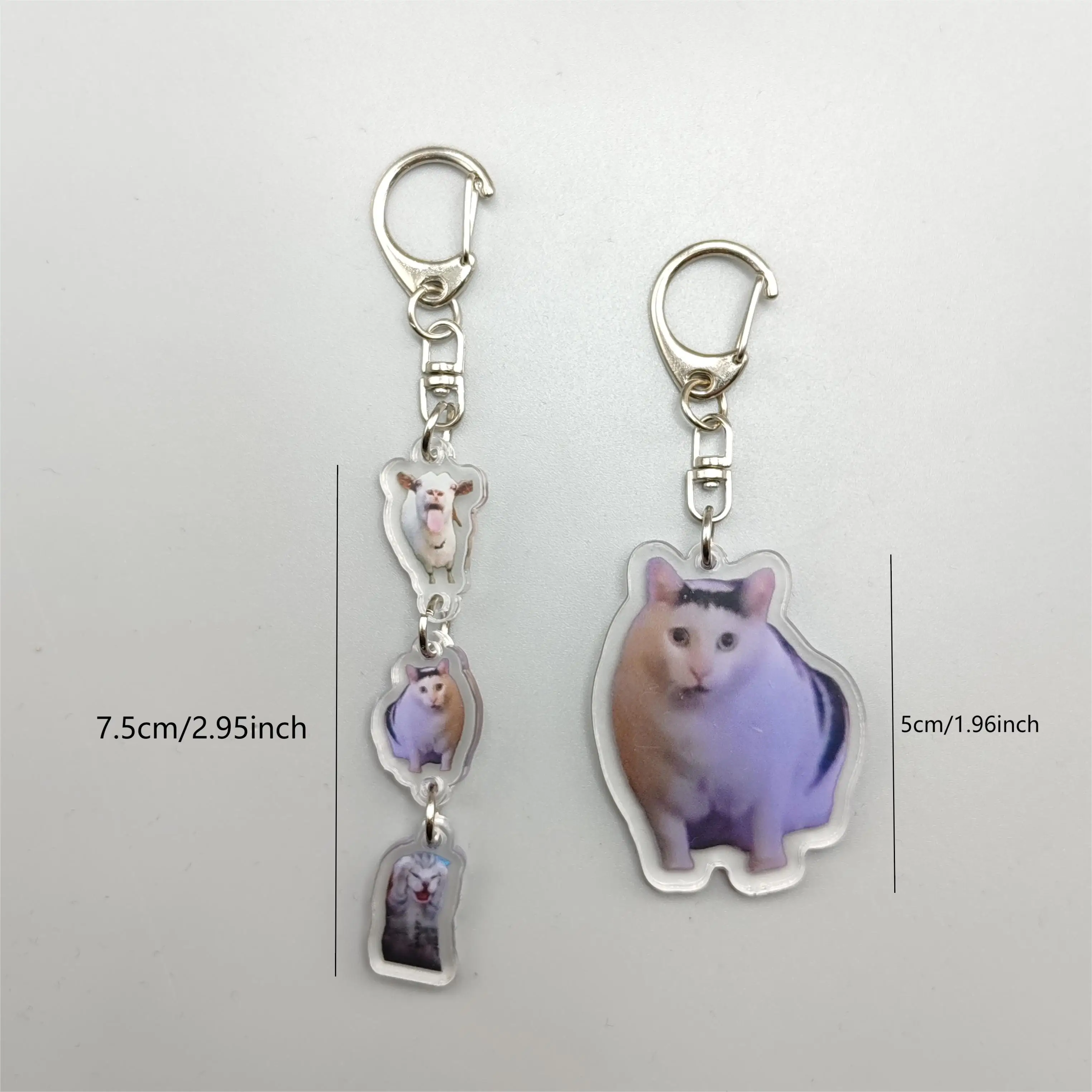 램블링 염소 Huh 고양이 밈 키 체인, 혼란스러운 고양이 밈, 고양이 비명, 머리에 발 달린 귀여운 선물, 친구 여자 키체인