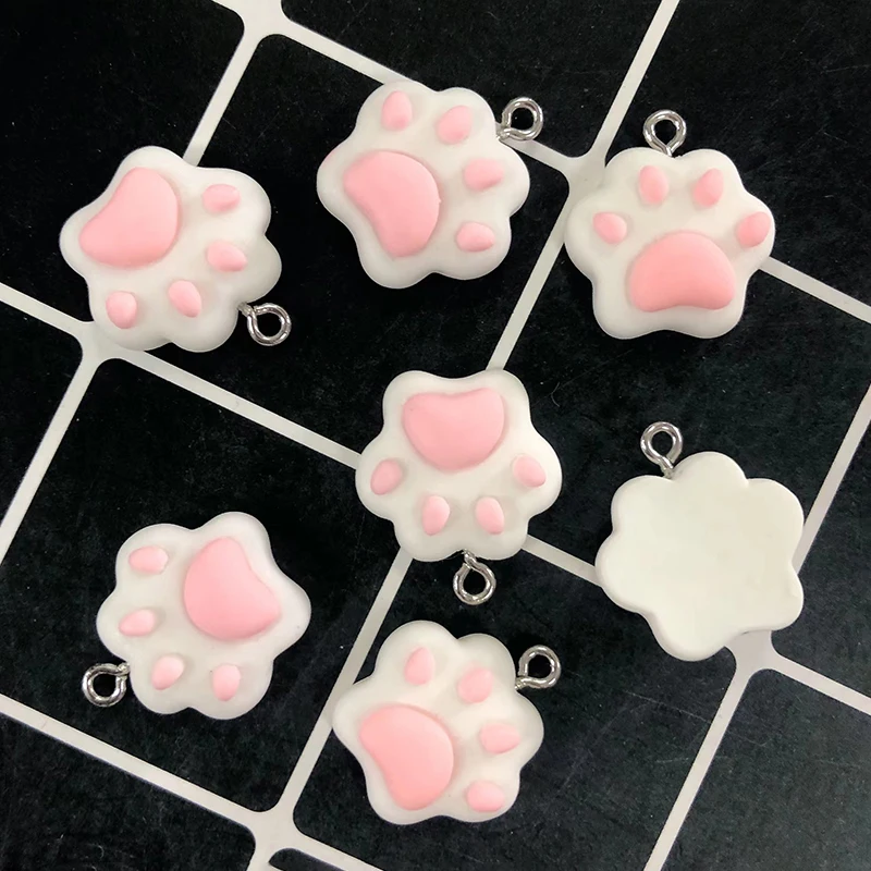 귀여운 핑크 고양이 발톱 수지 참, DIY 만화 동물 귀걸이, 애완 동물 초커 펜던트, 쥬얼리 액세서리, D65 만들기, 10 개