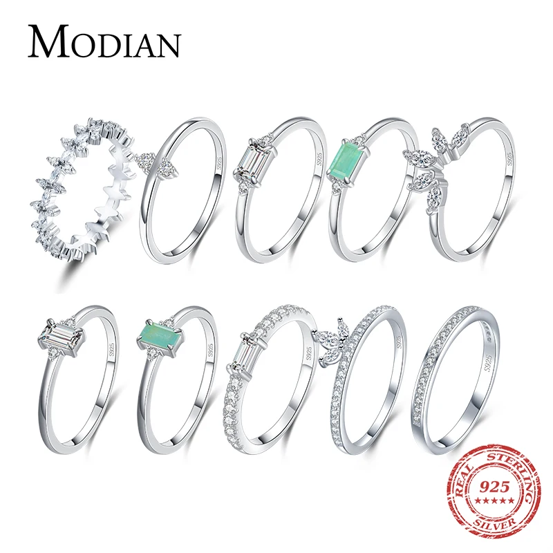 MODIAN 패션 100% 925 스털링 실버 토르말린 핑거 링 클래식 클리어 CZ 웨딩 쥬얼리 여성용 파인 선물 title=MODIAN 패션 100% 925 스털링 실버 토르말린 핑거 링 클래식 클리어 CZ 웨딩 쥬얼리 여성용 파인 선물 