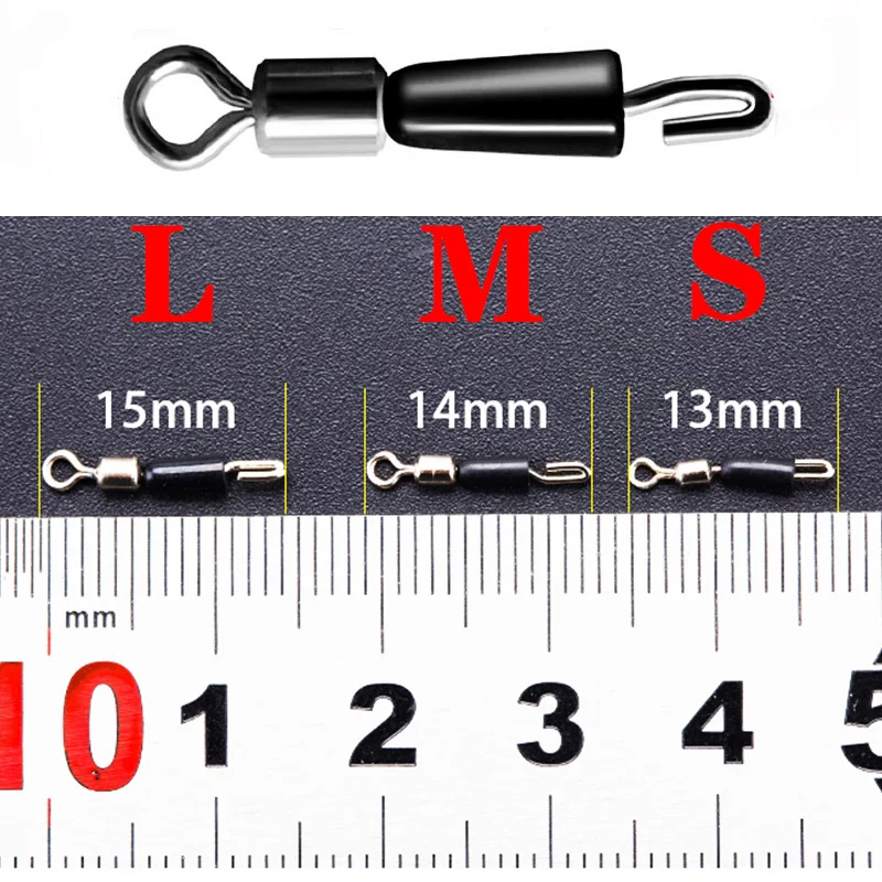 베어링 회전 낚시 후크, 빠른 커넥터, 솔리드 링 롤링 낚싯줄, 퀵 링크 잉어 낚시 액세서리, 20 개/로트