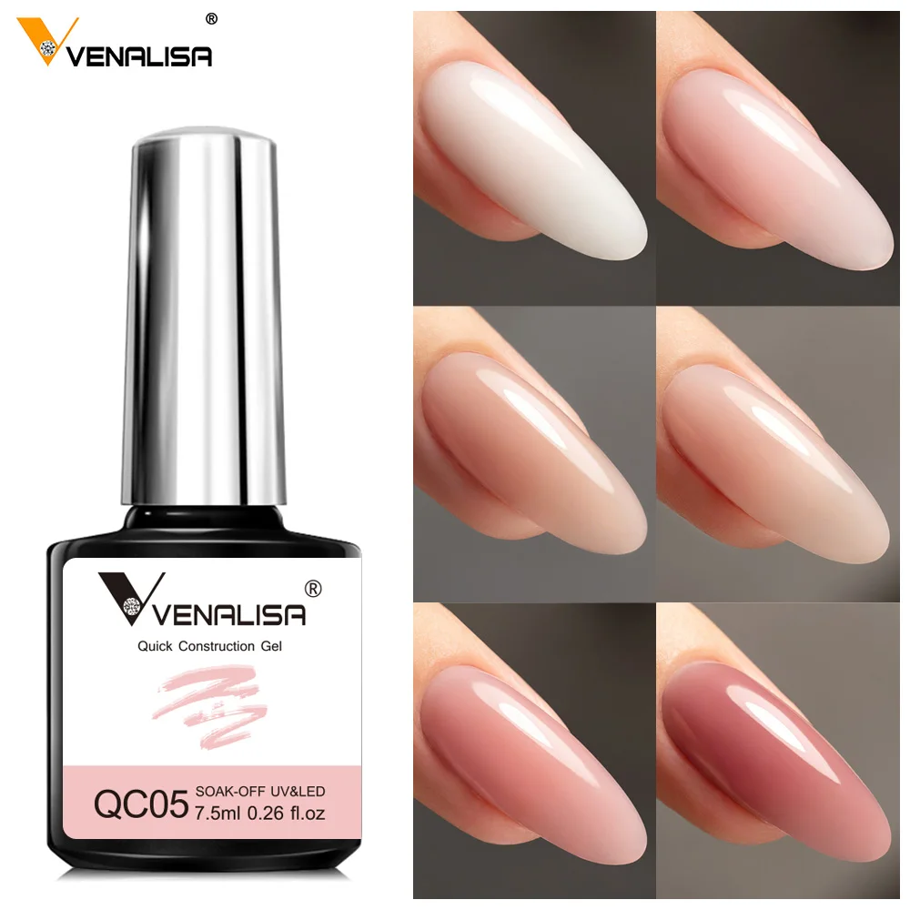 VENALISA 세미 투명 젤리 컬러 네일 젤 폴리쉬 강화제, 퀵 시공 젤, UV LED 누드 핑크 젤, 7.5ml