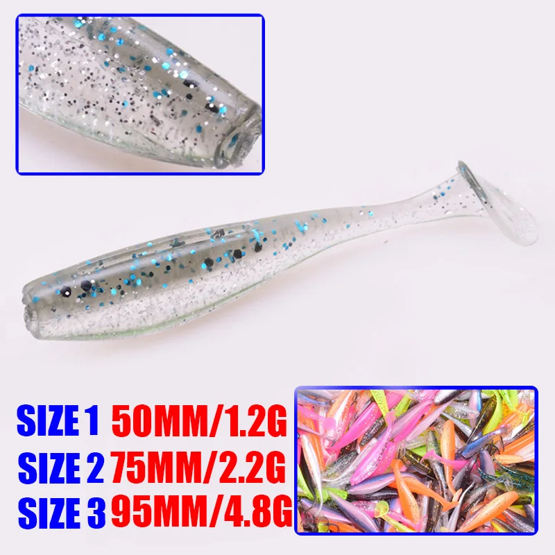 Proleurre Shad Worm 인공 실리콘 스윔베이트, 95mm, 75mm, 50mm, T 테일, 지깅, 워블러, 낚시 루어, 배스, 파이크, 스윔베이트