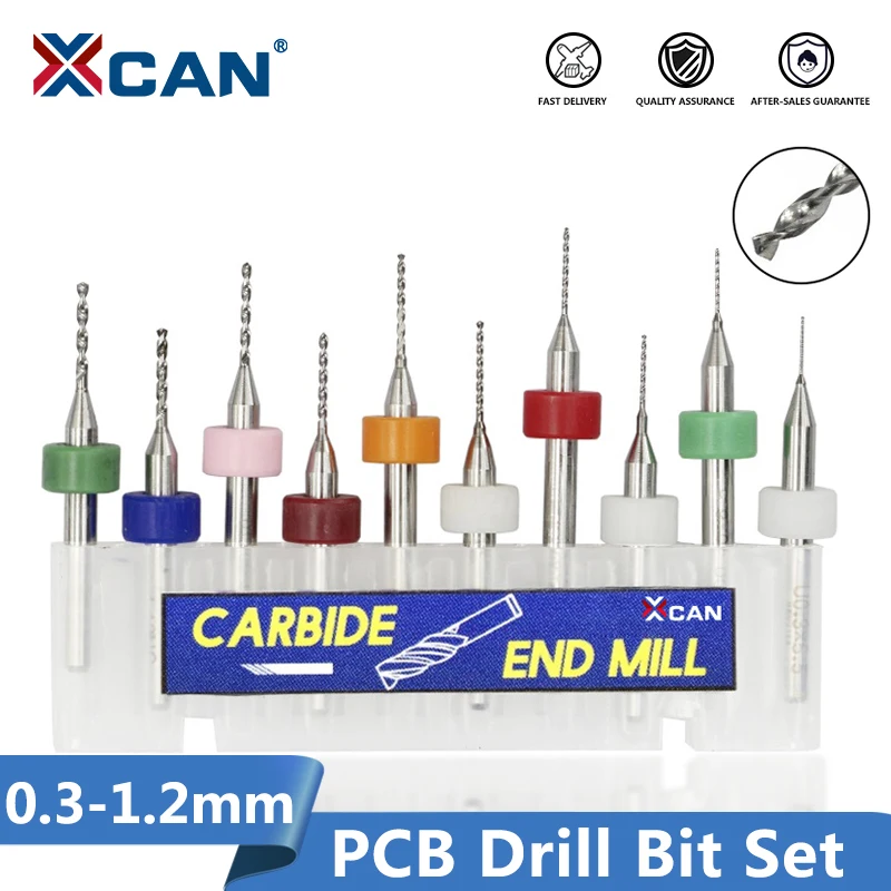 XCAN PCB 미니 드릴 비트, 인쇄 회로 기판 CNC 드릴 비트 기계용 텅스텐 카바이드, 0.3mm ~ 1.2mm, 세트당 10 개 title=XCAN PCB 미니 드릴 비트, 인쇄 회로 기판 CNC 드릴 비트 기계용 텅스텐 카바이드, 0.3mm ~ 1.2mm, 세트당 10 개 