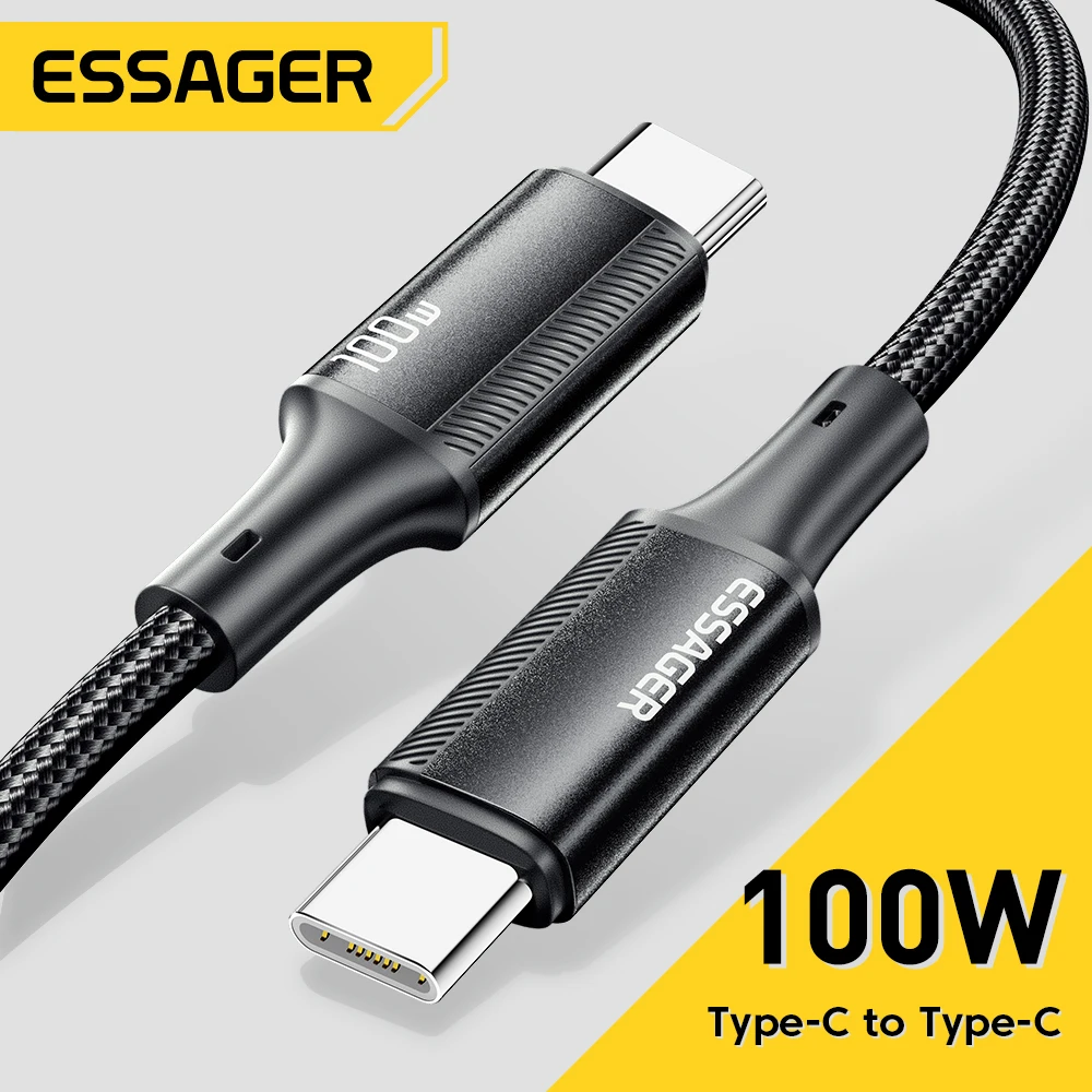 Essager PD USB C타입 to C타입 케이블, 고속 충전 휴대폰 케이블, 맥북 아이패드 원플러스 샤오미 아이폰 15 용, 100W, 5A title=Essager PD USB C타입 to C타입 케이블, 고속 충전 휴대폰 케이블, 맥북 아이패드 원플러스 샤오미 아이폰 15 용, 100W, 5A 