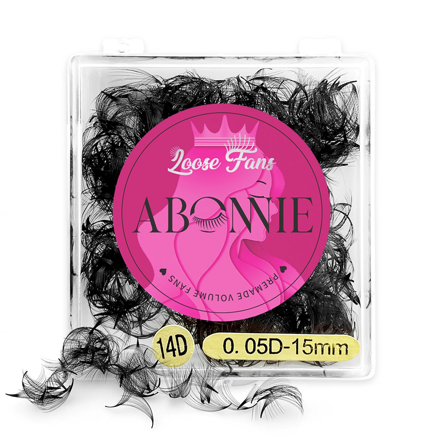 ABONNIE 루즈한 포인트 베이스 짧은 스템, 프리메이드 러시아 볼륨 팬, 인조 밍크, 프리메이드 속눈썹 연장, 메이크업, 8D-20D
