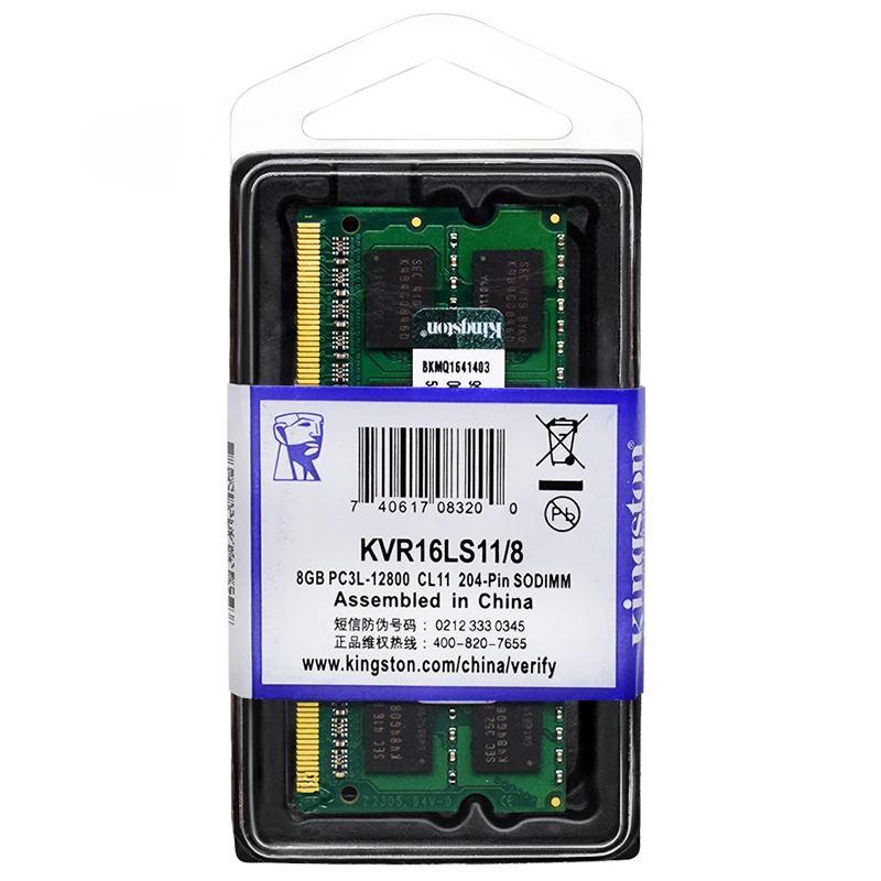 Kingston 노트북 램 DDR3L DDR3 듀얼 채널, 10600 12800 노트북 DDR3, 8GB, 4GB, 1066Mhz, 1333Mhz, 1600Mhz, 1866Mhz, SO-DIMM PC3-8500