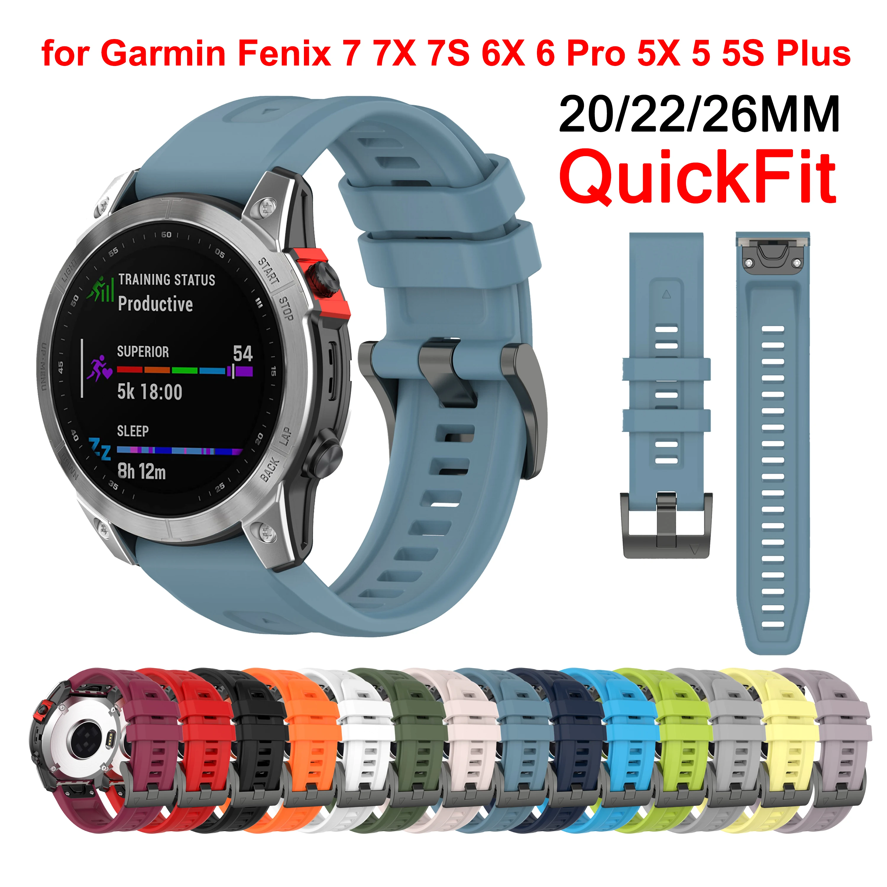 Garmin fenix 7X 7 7S 6 6X Pro 용 실리콘 팔찌, fenix 5X 5s Plus 3HR 945 935 손목 용 시계 밴드 스트랩 20 22 26mm 퀵핏 title=Garmin fenix 7X 7 7S 6 6X Pro 용 실리콘 팔찌, fenix 5X 5s Plus 3HR 945 935 손목 용 시계 밴드 스트랩 20 22 26mm 퀵핏 