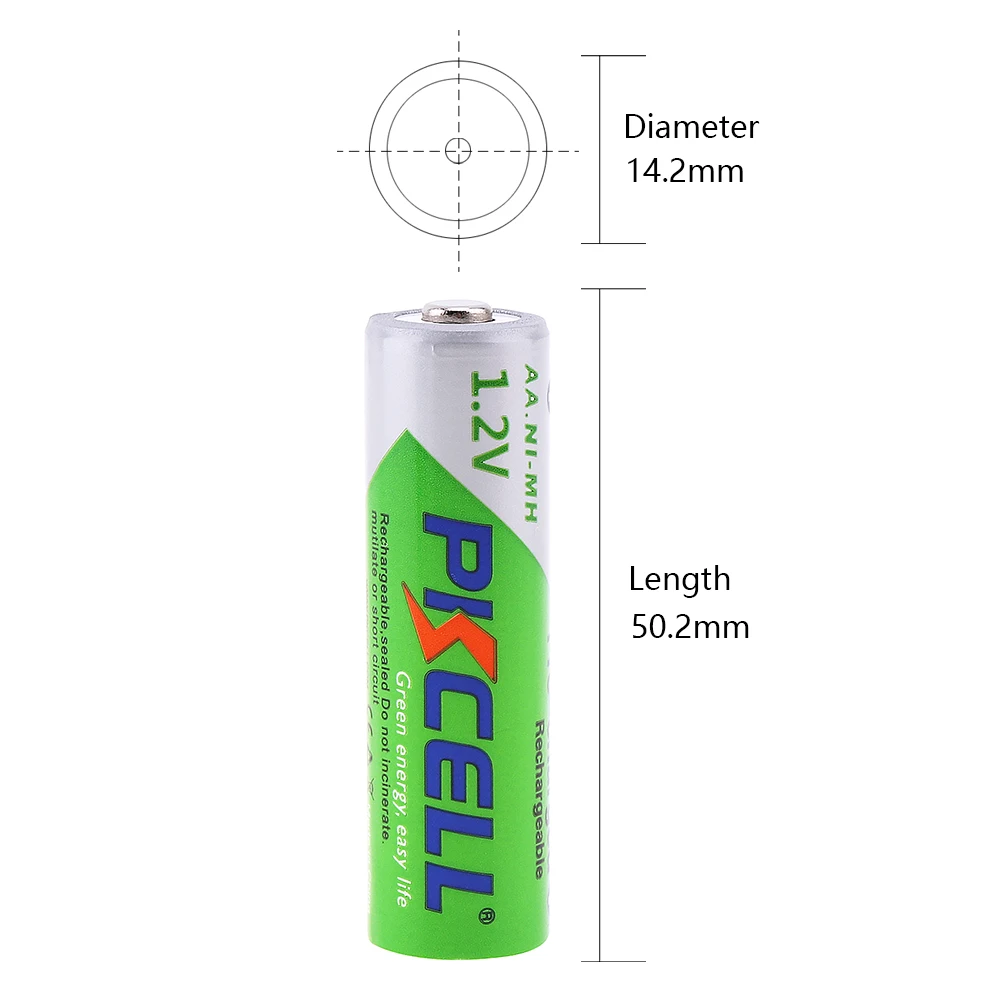 PKCELL AA 충전식 배터리, 2200mah AA 배터리, 1.2v NI-MH 배터리, 마우스 리모컨 장난감용 배터리 박스 2 개, 8 개