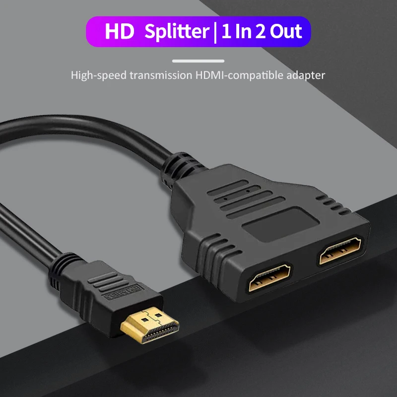 HDMI HD 케이블 분배기, 1080P 2 듀얼 포트 Y 분배기, 1 인 2 아웃 케이블 어댑터, LCD TV 박스 PS3 HDMI 호환 분배기