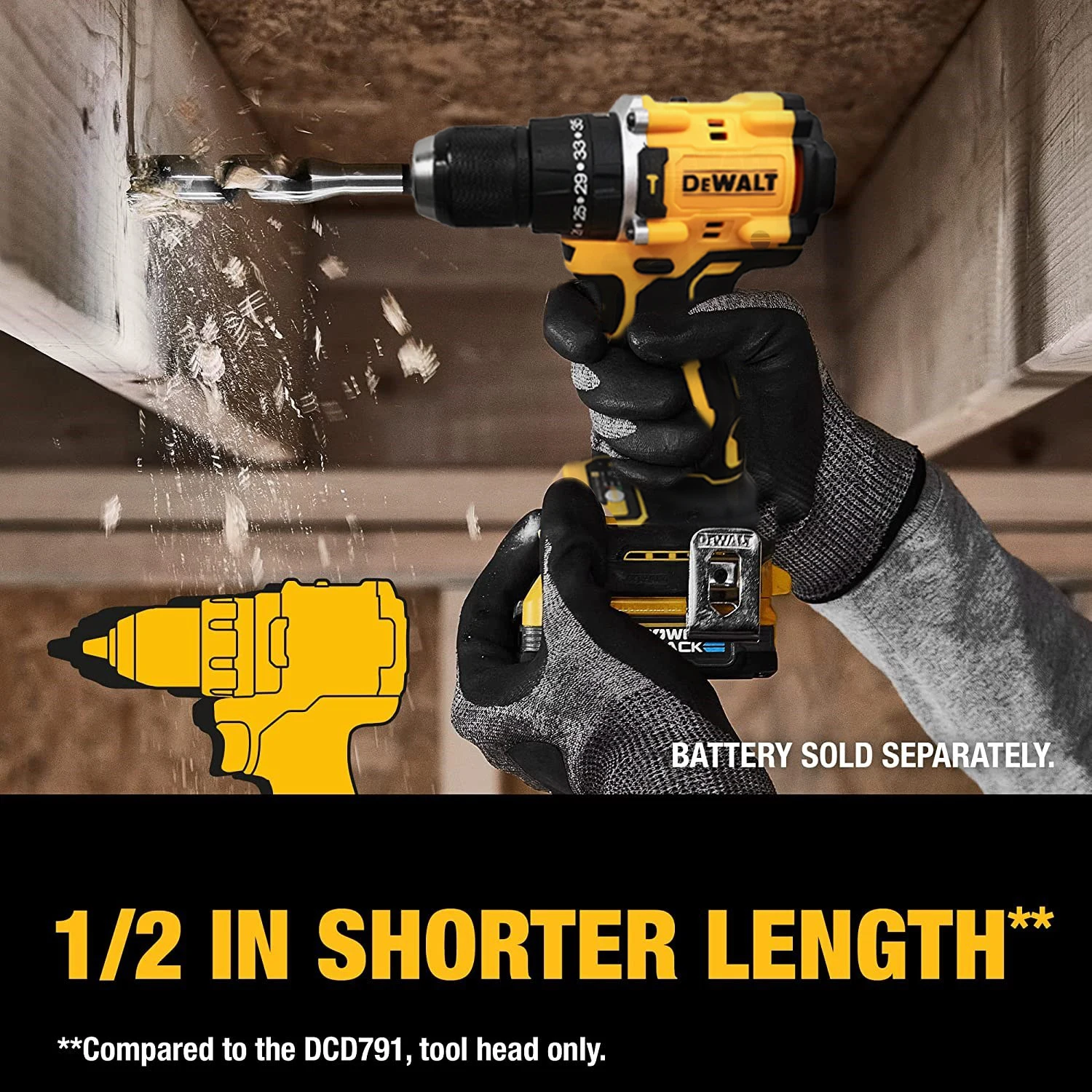 DeWalt 전기 드릴, 브러시리스 무선 스크루 드라이버, 컴팩트 드릴, 무선 드릴 전동 공구, Dewalt 20V 배터리용, DCD800, 10mm