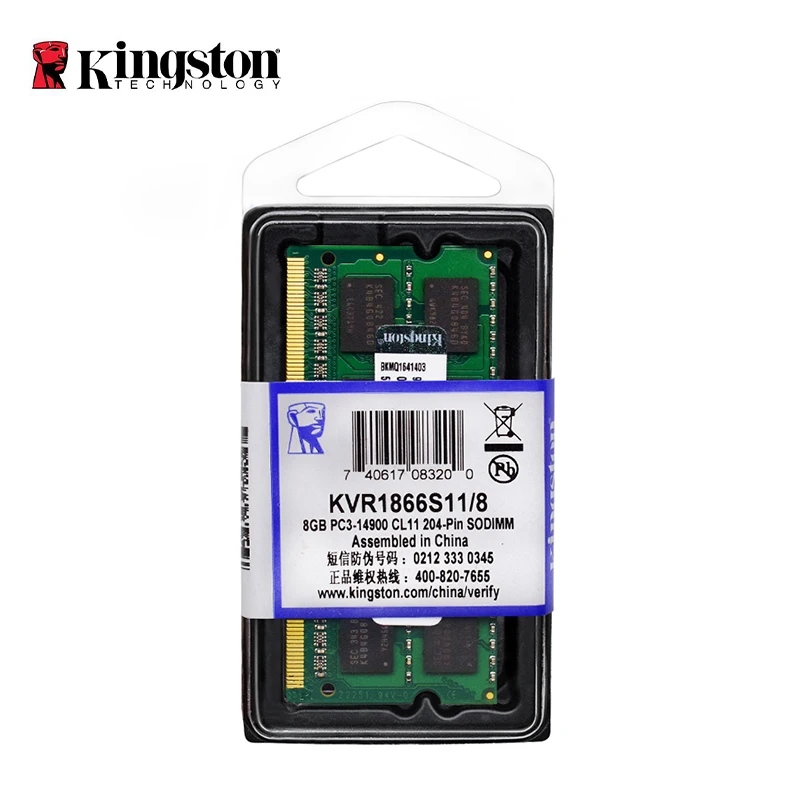 Kingston 노트북 램 DDR3L DDR3 듀얼 채널, 10600 12800 노트북 DDR3, 8GB, 4GB, 1066Mhz, 1333Mhz, 1600Mhz, 1866Mhz, SO-DIMM PC3-8500