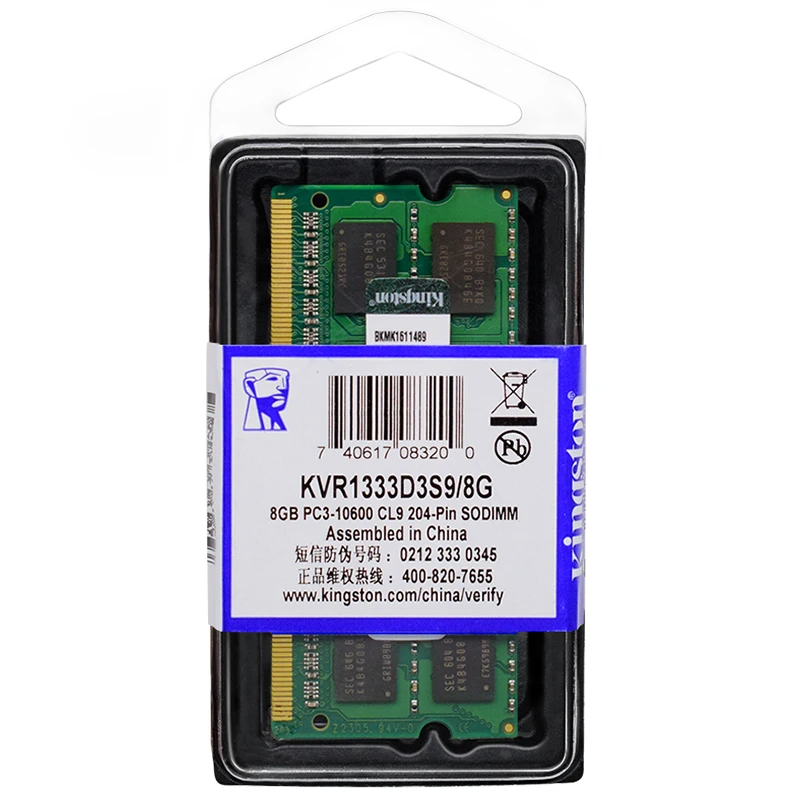 Kingston 노트북 램 DDR3L DDR3 듀얼 채널, 10600 12800 노트북 DDR3, 8GB, 4GB, 1066Mhz, 1333Mhz, 1600Mhz, 1866Mhz, SO-DIMM PC3-8500