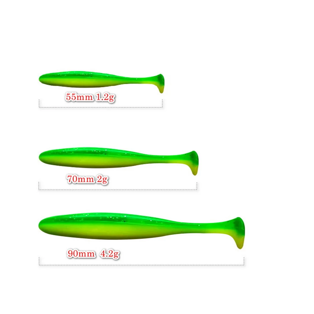 T 테일 웜 소프트 미끼, 지깅 워블러 태클, 배스 파이크, 인공 실리콘 스윔베이트, 낚시 루어, 55mm, 70mm, 90mm