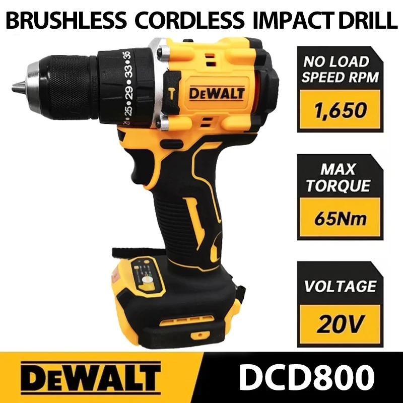 DeWalt 전기 드릴, 브러시리스 무선 스크루 드라이버, 컴팩트 드릴, 무선 드릴 전동 공구, Dewalt 20V 배터리용, DCD800, 10mm title=DeWalt 전기 드릴, 브러시리스 무선 스크루 드라이버, 컴팩트 드릴, 무선 드릴 전동 공구, Dewalt 20V 배터리용, DCD800, 10mm 