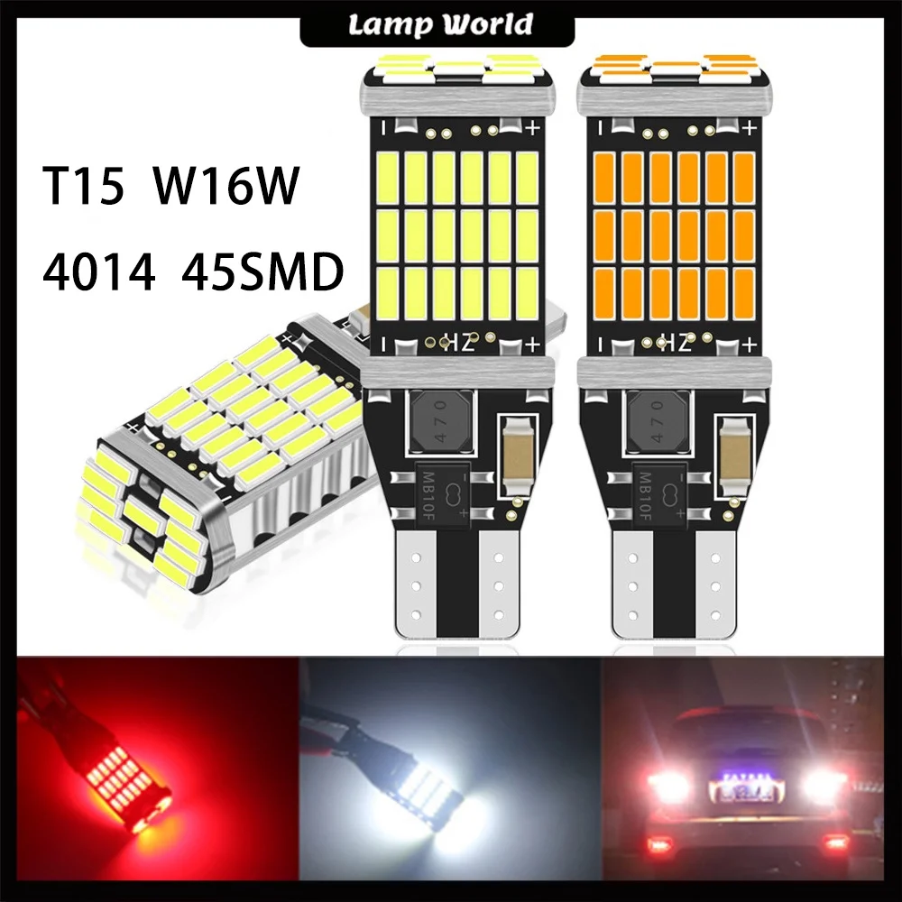 T15 W16W 921 912 T16 902 LED 전구, 고출력 45 개 4014SMD 아주 밝은 1200LM 자동차 후진 라이트 화이트 교체, 2 개 title=T15 W16W 921 912 T16 902 LED 전구, 고출력 45 개 4014SMD 아주 밝은 1200LM 자동차 후진 라이트 화이트 교체, 2 개 