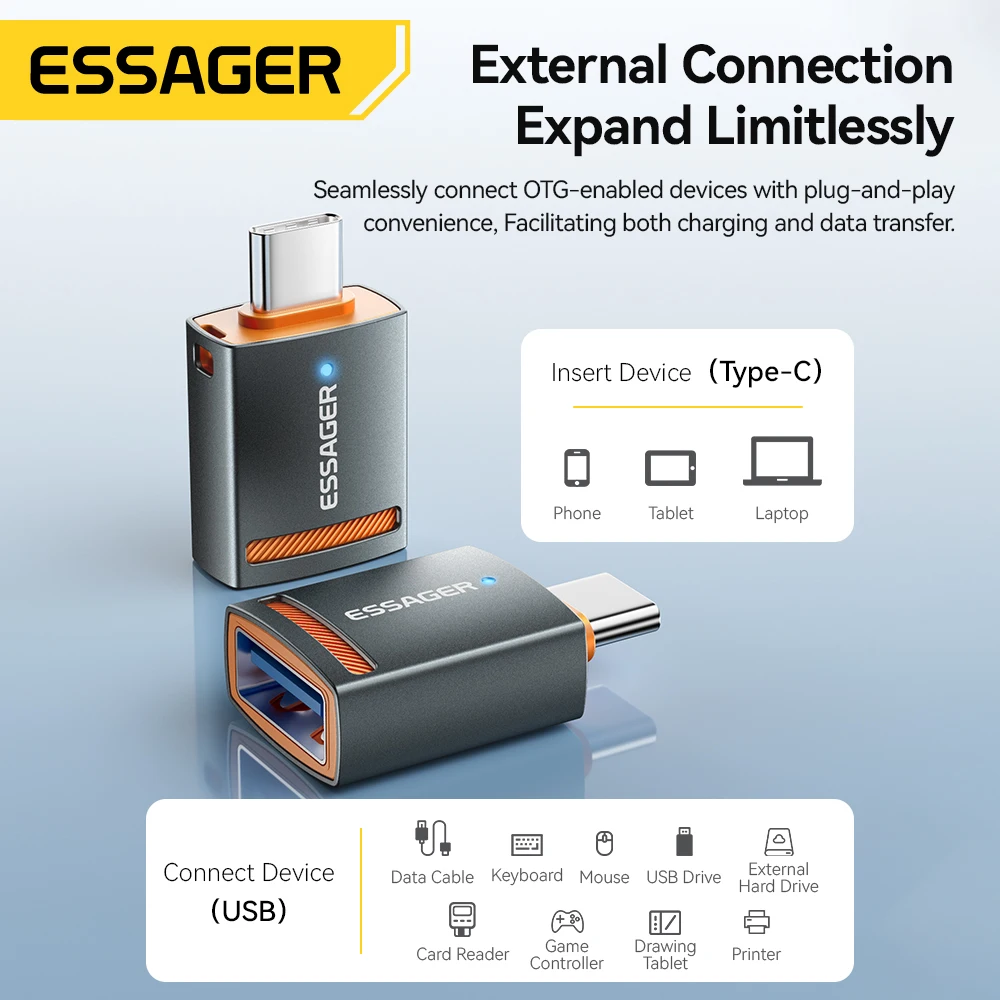 Essager USB3.0 OTG 어댑터, 맥북, 샤오미, 아이폰용, C타입 USB-A 마이크로 암-USB 마이크로 iP C타입 수 변환기