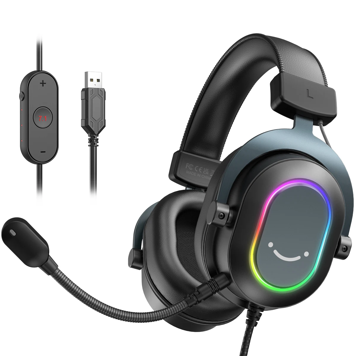 Fifine 다이나믹 RGB 게이밍 헤드셋, 마이크 달린 오버 이어 헤드폰. 3 EQ 옵션, 게임, 영화, 음악, 7.1 서라운드 사운드, PC, PS4 PS5 title=Fifine 다이나믹 RGB 게이밍 헤드셋, 마이크 달린 오버 이어 헤드폰. 3 EQ 옵션, 게임, 영화, 음악, 7.1 서라운드 사운드, PC, PS4 PS5 