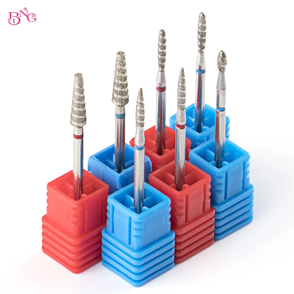 다이아몬드 네일 비트 토네이도 불꽃 큐티클 드릴 비트, 프로 러시아어 전기 파일 비트, 네일 매니큐어 및 페디큐어용, 3/32 인치, 로트당 5 개