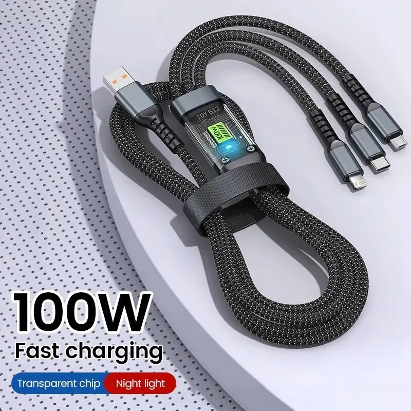 USB C 타입 마이크로 고속 충전기 케이블, 아이폰 15, 14, 삼성, 샤오미, 화웨이용, 3 인 1, 100W, 5A title=USB C 타입 마이크로 고속 충전기 케이블, 아이폰 15, 14, 삼성, 샤오미, 화웨이용, 3 인 1, 100W, 5A 