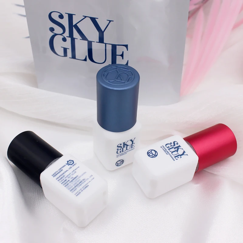 속눈썹 연장용 SKY 접착제, 오리지널 스카이 S + 블랙 레드 블루 캡, 가짜 속눈썹 접착제, 스카이 TD 투명 접착제 공급 업체, 1 병, 5ml