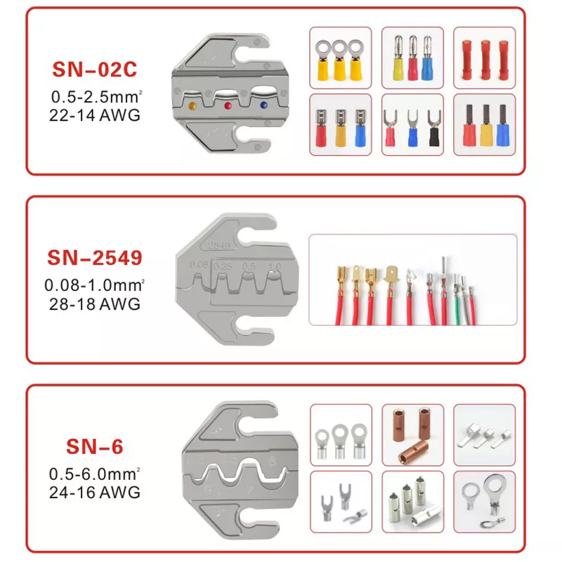 압착 공구 플라이어 압착 조 세트, 4mm 슬롯 조, SN-48BS/58B/02C/2546B/2549 /06/X6/06WF/03H, 압착 단자에 사용