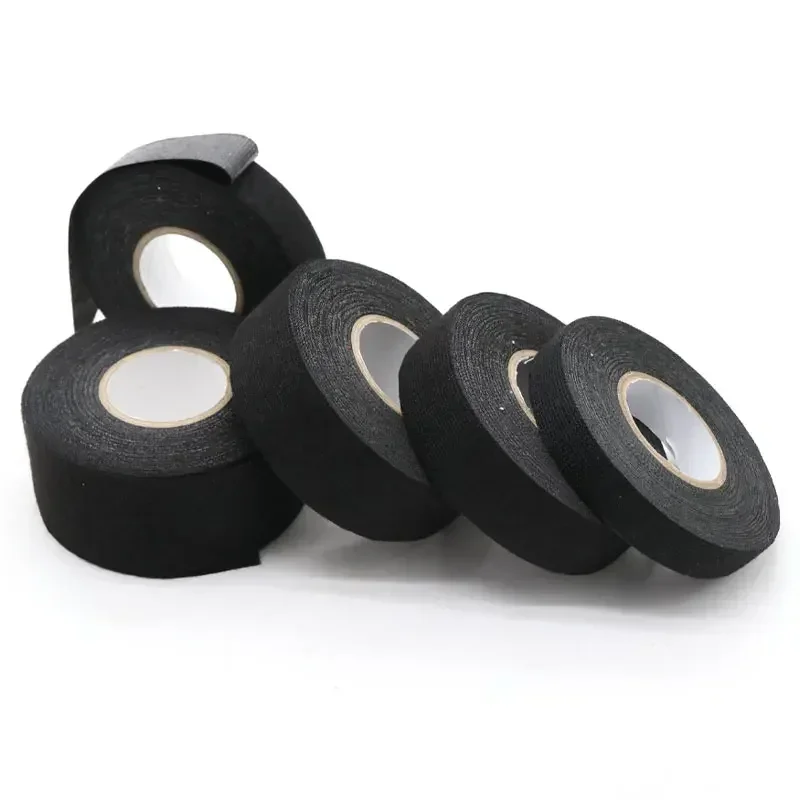 자동차 케이블 테이프 하네스 배선 직조 전기 열 테이프, 내열성 접착 천, 9-50mm, 1/3/5 롤