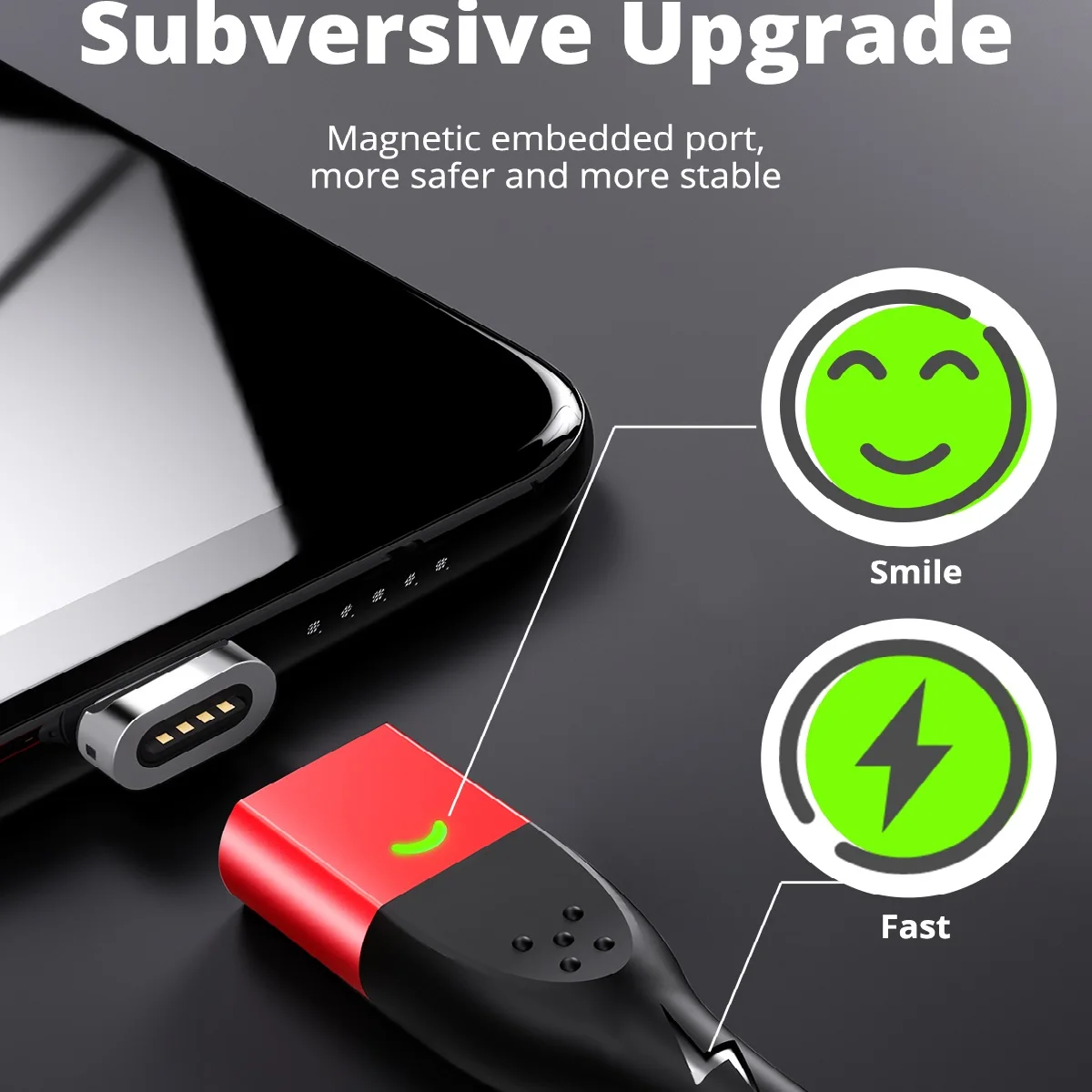 FONKEN 마그네틱 충전 케이블, USB C 타입, 마그네틱 휴대폰 충전기 케이블, 리얼미 gt6 용, 마이크로 USB, 안드로이드 충전 코드