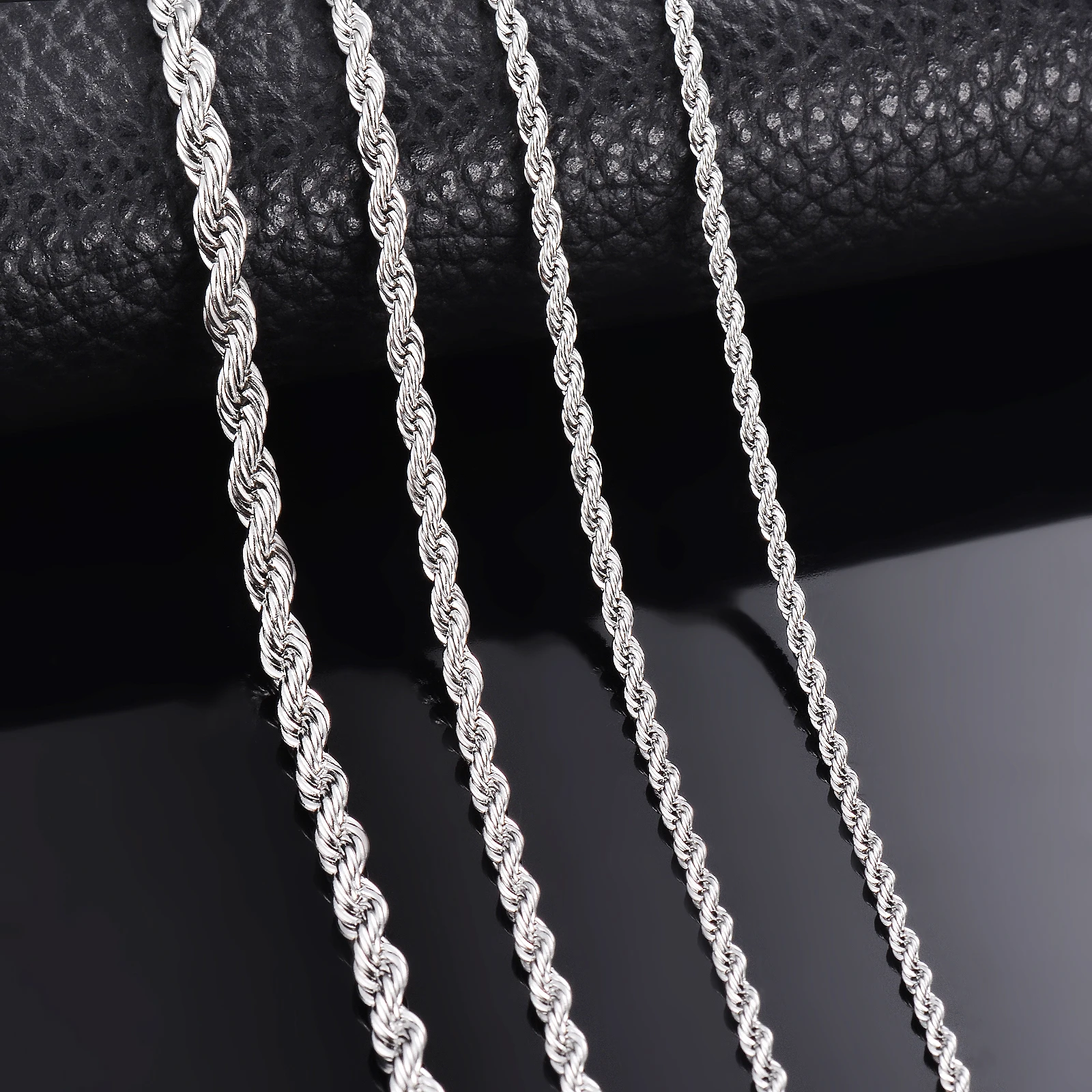 남녀공용 스테인리스 스틸 체인 목걸이, 로프 체인 팔찌, 강철 색상 너비 2mm, 2.5mm, 3mm, 4mm, 5mm, 6mm, 1 개 title=남녀공용 스테인리스 스틸 체인 목걸이, 로프 체인 팔찌, 강철 색상 너비 2mm, 2.5mm, 3mm, 4mm, 5mm, 6mm, 1 개 